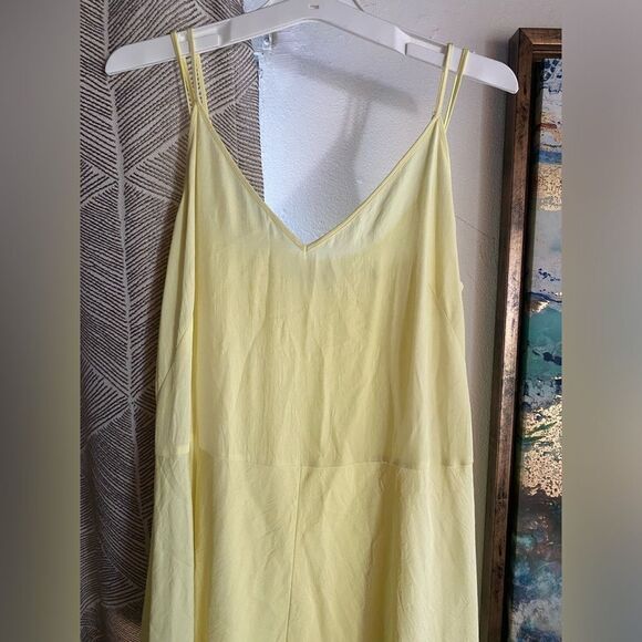 Vince Midi Dress Womens Size XS Solid Yellow Sleeveless Straps Double Dress - Picture 9 of 16
